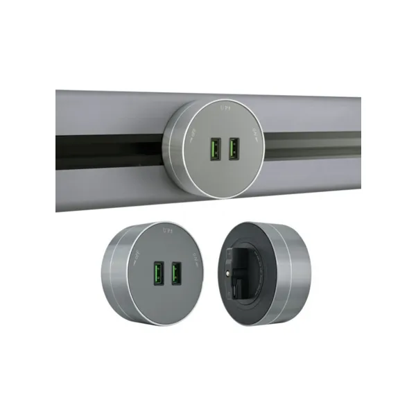 Трековая розетка Arte Milano Am-track-sockets 380011TS/USBx2 Grey