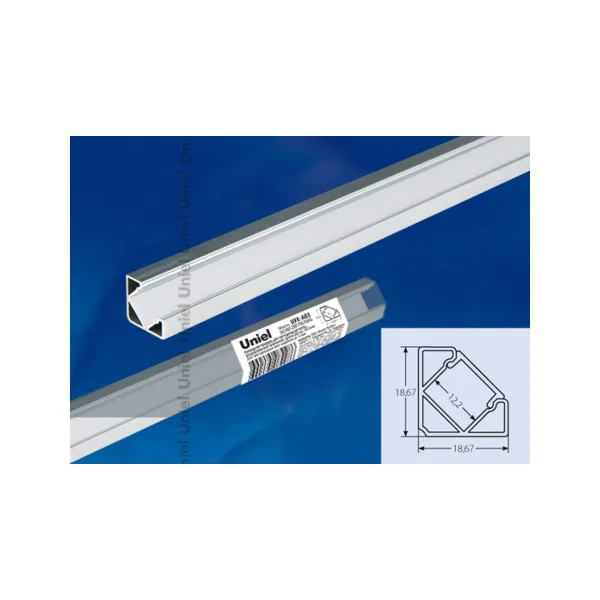 Профиль накладной угловой внутренний Uniel UFE-A03 SILVER 200 POLYBAG UL-00000597