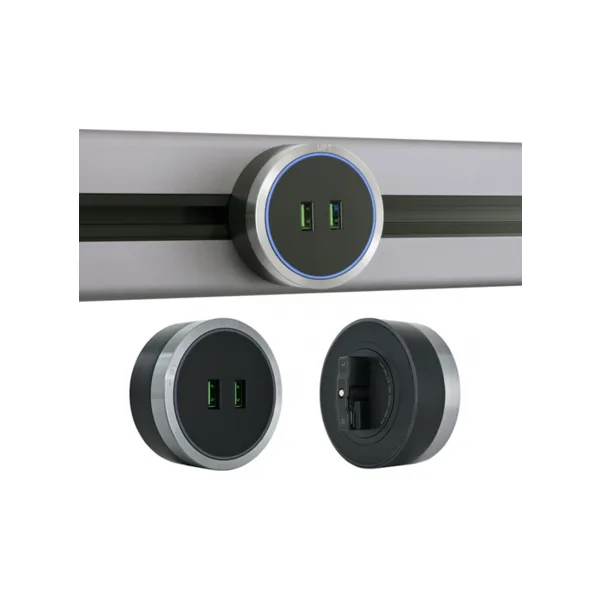 Трековая розетка Arte Milano Am-track-sockets 380066TS LED/USBx2 Grey