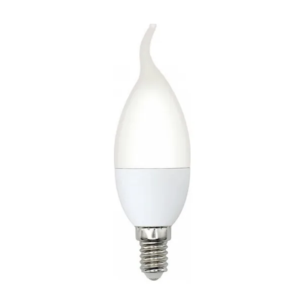 LED-CW37-6W/4000K/E14/FR/SLS Лампа светодиодная. Форма «свеча на ветру», матовая. Белый свет (4000K). ТМ Volpe
