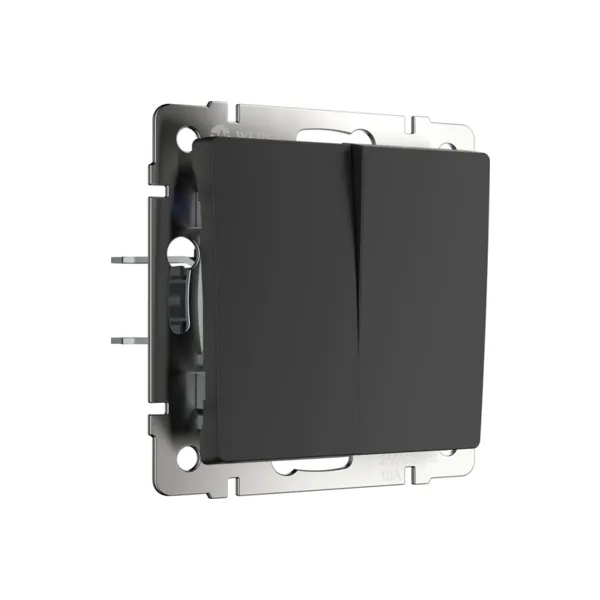 Выключатель Werkel W1122408/ Выключатель двухклавишный с самовозвратом (черный матовый)