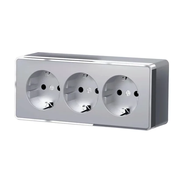 Розетка Werkel W5073106/ Розетка тройная с заземлением и шторками Gallant (серебряный)