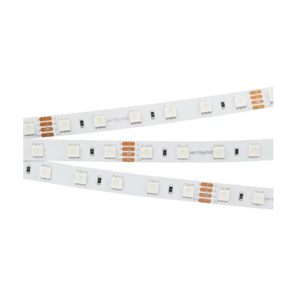 Светодиодная лента Arlight RT открытая 5060, 60 шт/м, 12 Вт/м, 24 В, IP20, RGB, 10 мм, 5 м 010367(2)