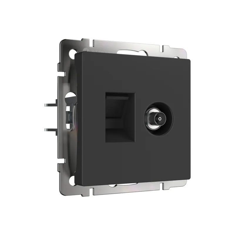 Розетка Werkel W1181308/ Розетка TB+Ethernet RJ-45 6 cat.(черный матовый)