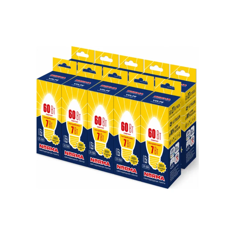 Лампочка светодиодная NORMA LED-C37-7W/WW/E27/FR/NR SET10