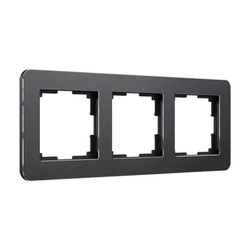 Рамка Werkel Platinum черный алюминий W0032608/ Рамка на 3 поста Platinum (черный алюминий)