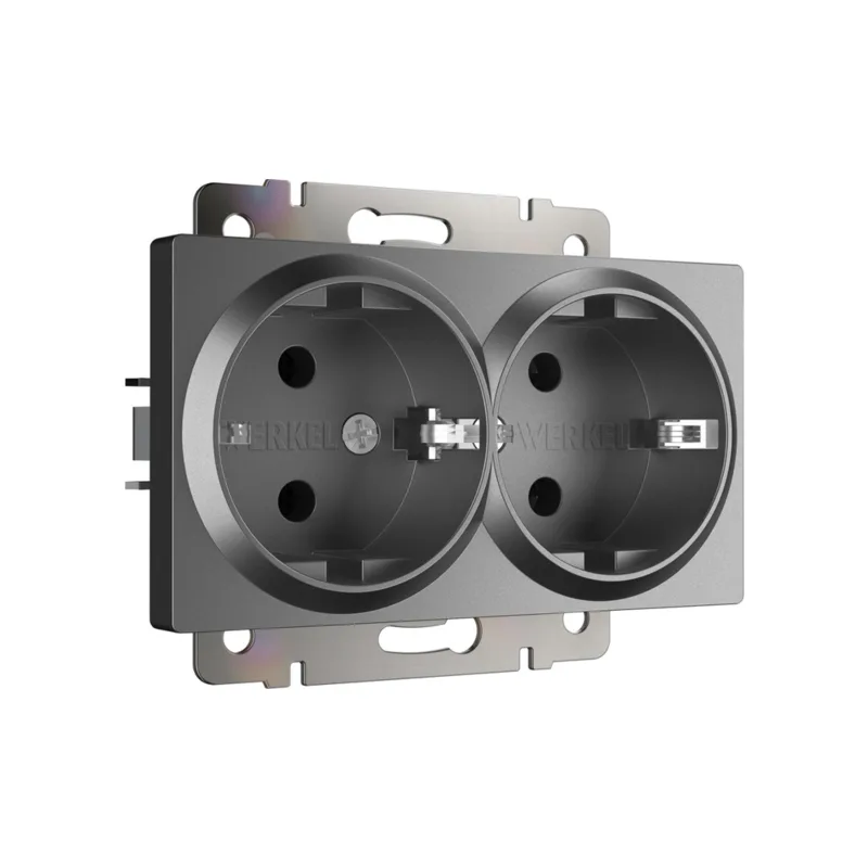 Розетка Werkel W1172064/ Розетка двойная с заземлением (графит матовый)