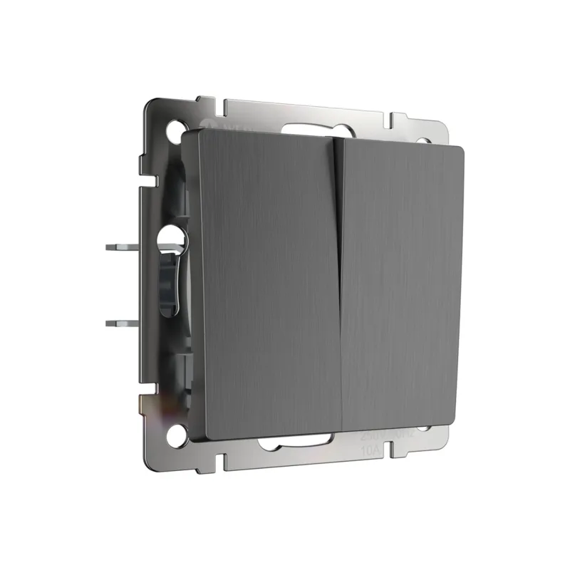 Выключатель Werkel W1122004/ Выключатель двухклавишный проходной (графит рифленый)