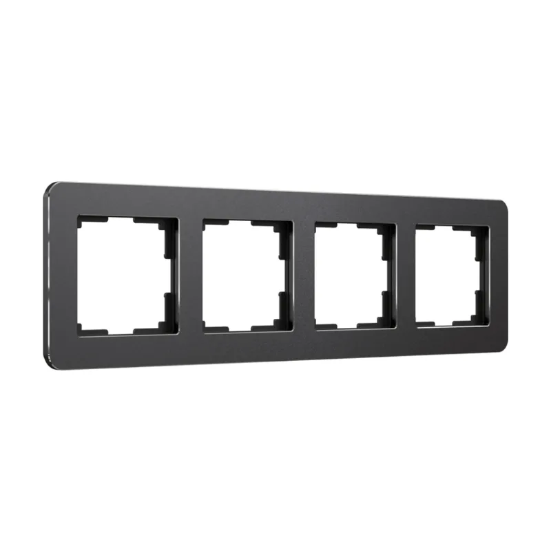 Рамка Werkel Platinum черный алюминий W0042608/ Рамка на 4 поста Platinum (черный алюминий)