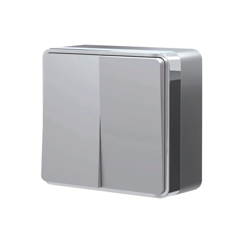 Выключатель Werkel W5020006/ Выключатель двухклавишный Gallant (серебряный)