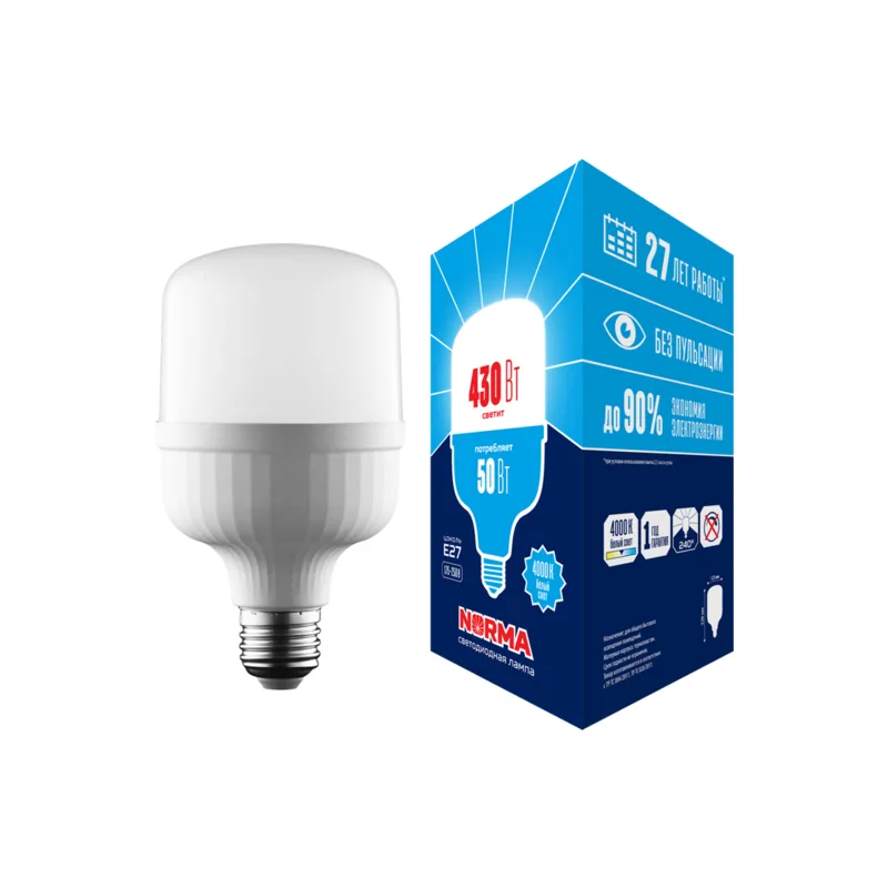 Лампа светодиодная Uniel LED-M80-50W/4000K/E27/FR/NR 06791