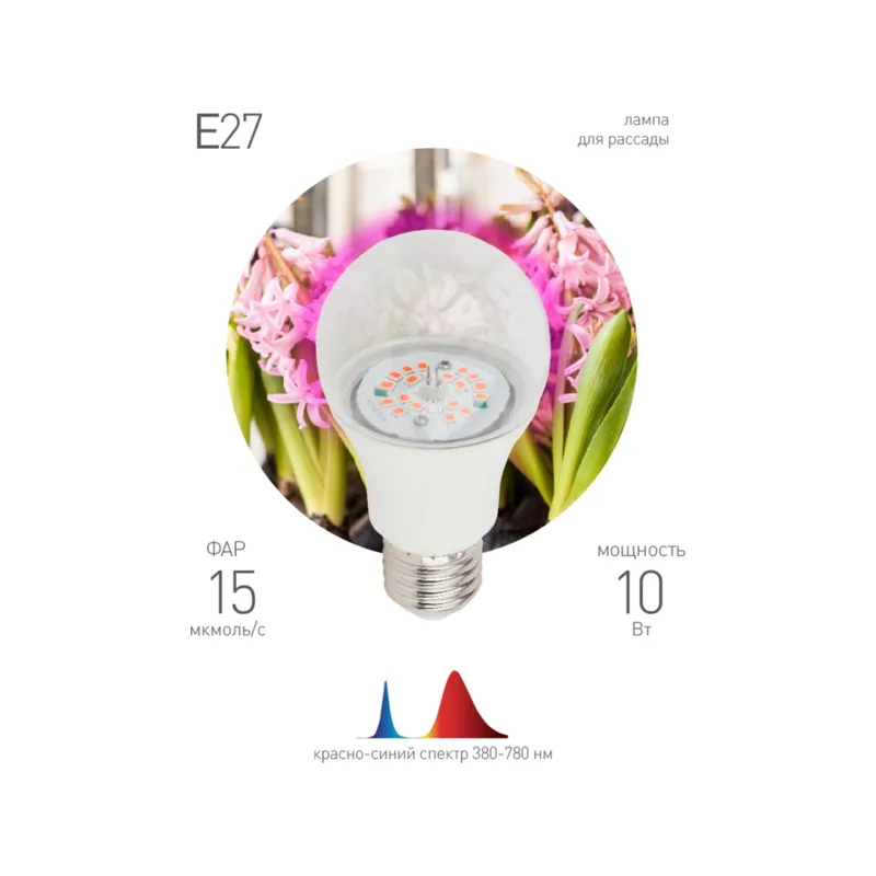 Фитолампа FITO-10W-RB-E27-K
