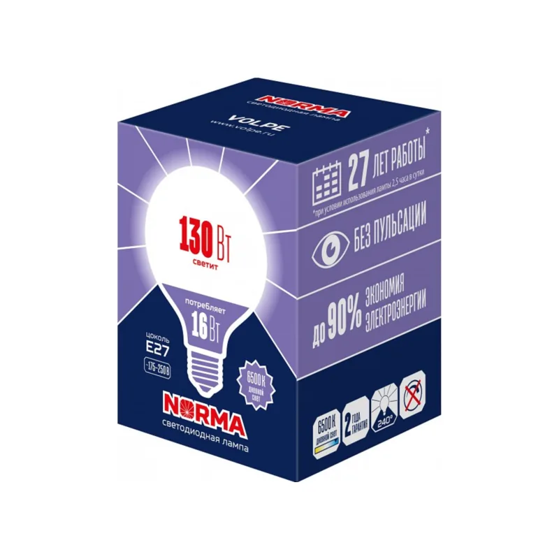 Лампа светодиодная Volpe LED-G95 E27 16Вт 6500K UL-00010995