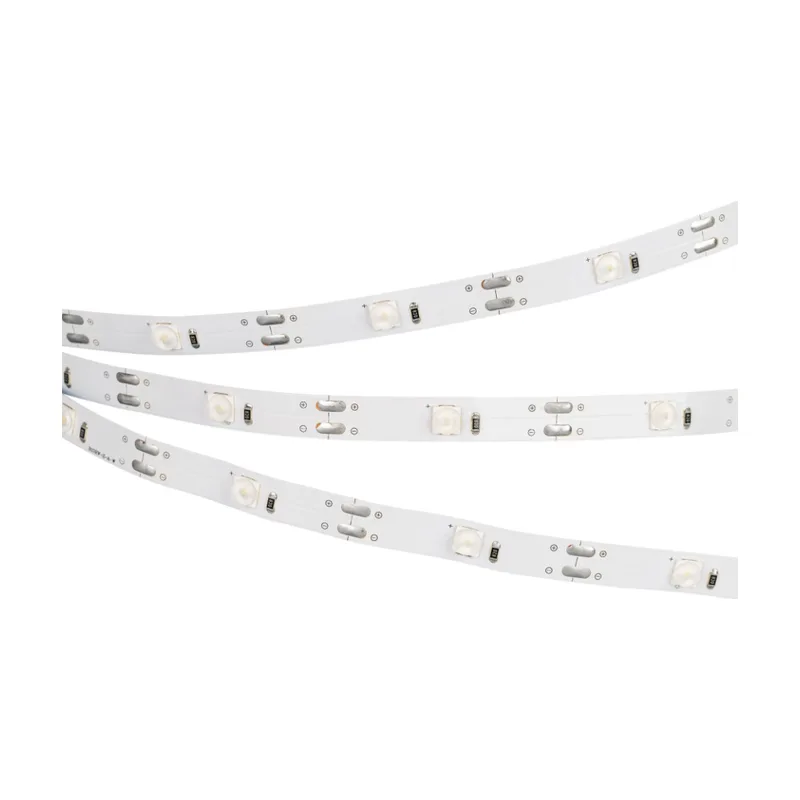 Светодиодная лента Arlight LENS с линзами 6060, 20 шт/м, 9.6 Вт/м, 12 В, IP20, 2700 K тёплый белый, 10 мм, 5 м 030895