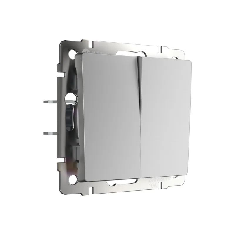 Выключатель Werkel W1123008/ Перекрестный выключатель двухклавишный (серебряный)
