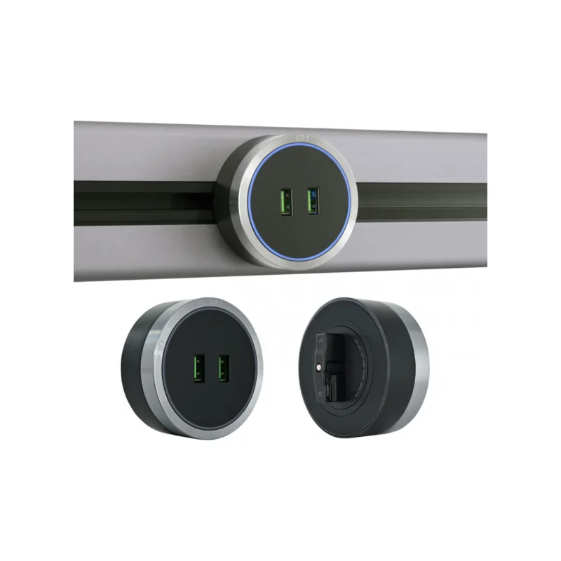 Трековая розетка Arte Milano Am-track-sockets 380066TS LED/USBx2 Grey