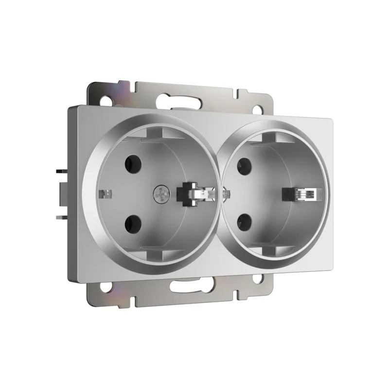 Розетка Werkel W1172006/ Розетка двойная с заземлением (серебряный)