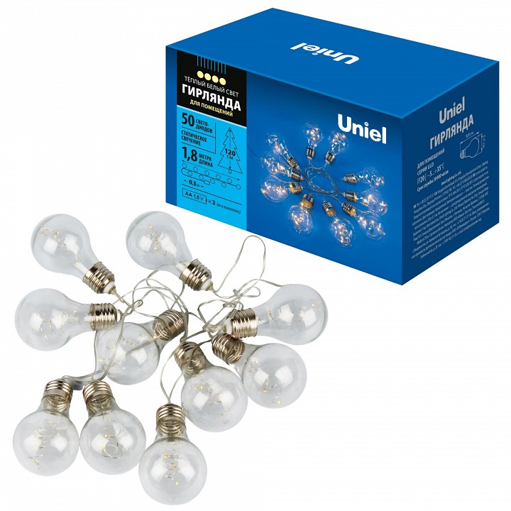 ULD-S1800-050/STB/3AA WARM WHITE IP20 RETRO BULBS-1 Гирлянда светодиодная «Лампочки ретро-1», на батарейках 3AA (не в/к),  1,8м. 50 све — фото 4