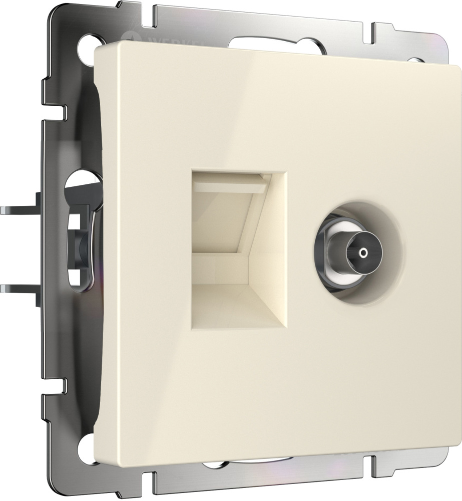 Розетка Werkel W1181303/ Розетка ТВ+Ethernet RJ-45 6 cat.(слоновая кость)
