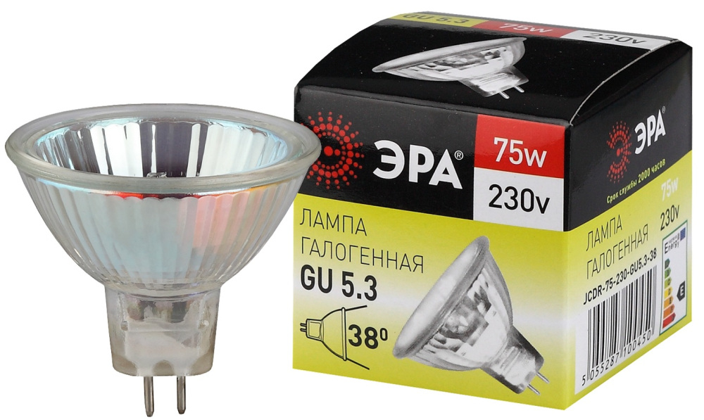 Лампочка галогеновая GU5.3-JCDR (MR16) -75W-230V-CL