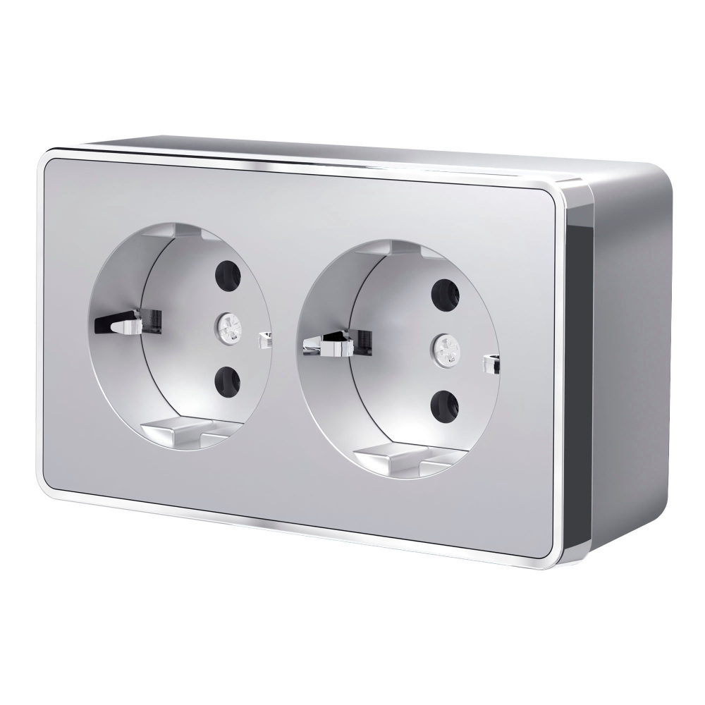 Розетка Werkel W5072106/ Розетка двойная с заземлением Gallant (серебряный)