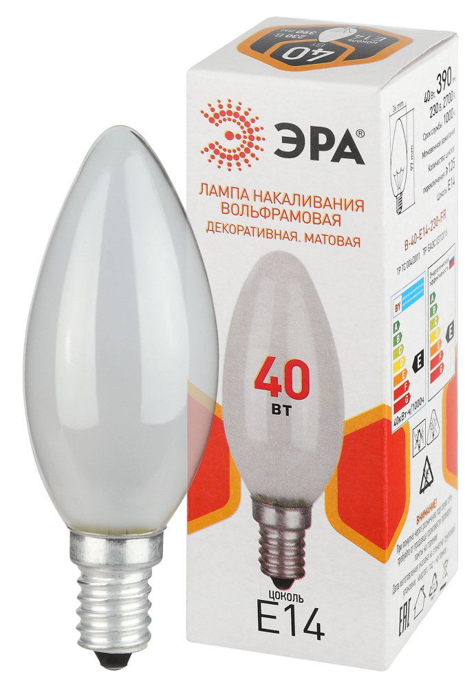 Лампочка накаливания B-40-E14-230-FR