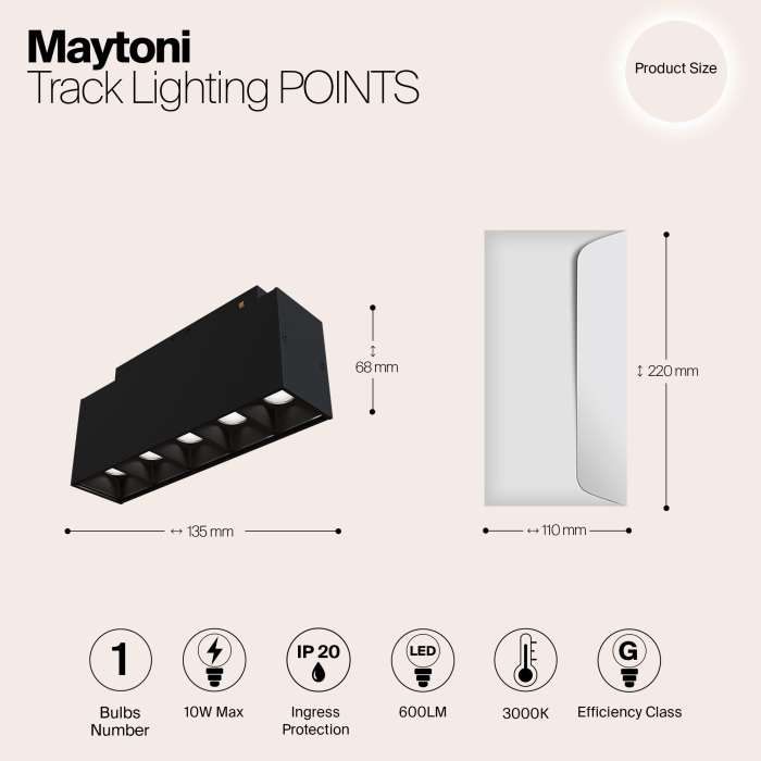 Трековый светильник Maytoni Points S35 TR014-2-10W3K-B — фото 2