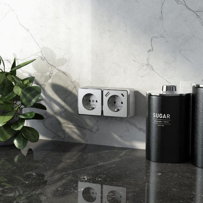 Розетка Werkel W5071706/ Розетка с заземлением, шторками и USB тип A+C Gallant (серебряный) — фото 2