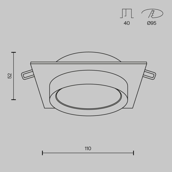 Встраиваемый светильник Maytoni Hoop DL086-GX53-SQ-BW — фото 3