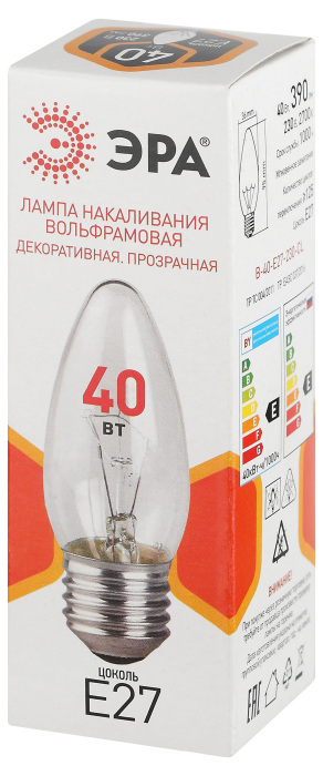 Лампочка накаливания B36 B-40-E27-230-CL — фото 3