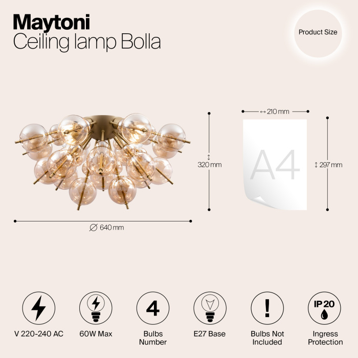 Потолочная люстра Maytoni Bolla MOD133CL-04BS — фото 4