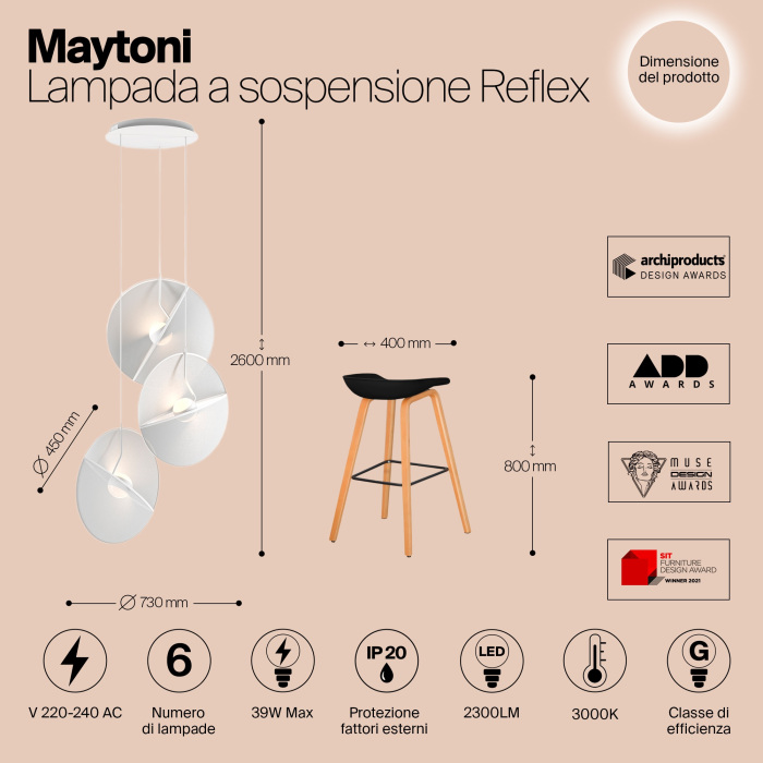 Светильник подвесной Maytoni Reflex MOD154PL-L6W3K1 — фото 3