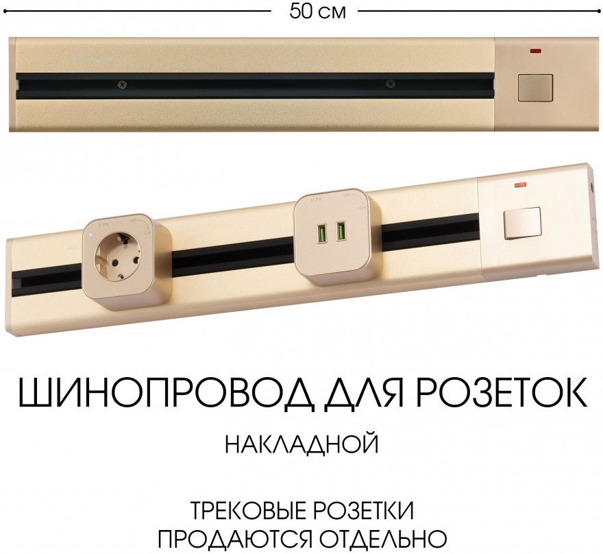 Электроустановочный шинопровод Am-track-sockets 385205TOB/50 Gold
