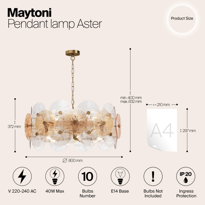 Подвесная люстра Maytoni Aster MOD007PL-10G — фото 4