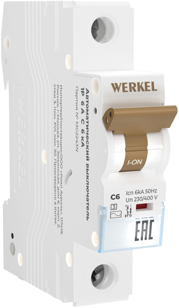 Автоматический выключатель Werkel W901P066 / Автоматический выключатель 1P 6 A C 6 кА