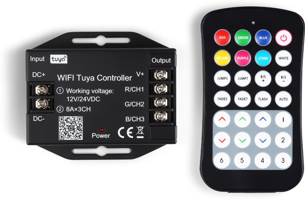 Контроллер WIFI Tuya для светодиодных лент RGB c радио пультом Ambrella LED Strip GS11551
