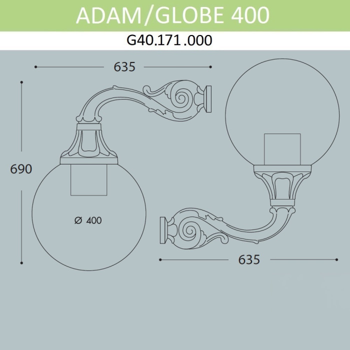 Уличный настенный светильник Fumagalli Globe 400 G40.171.000.AYE27 — фото 2