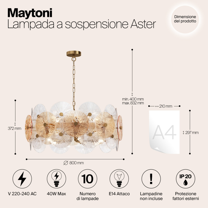 Подвесная люстра Maytoni Aster MOD007PL-10G — фото 5