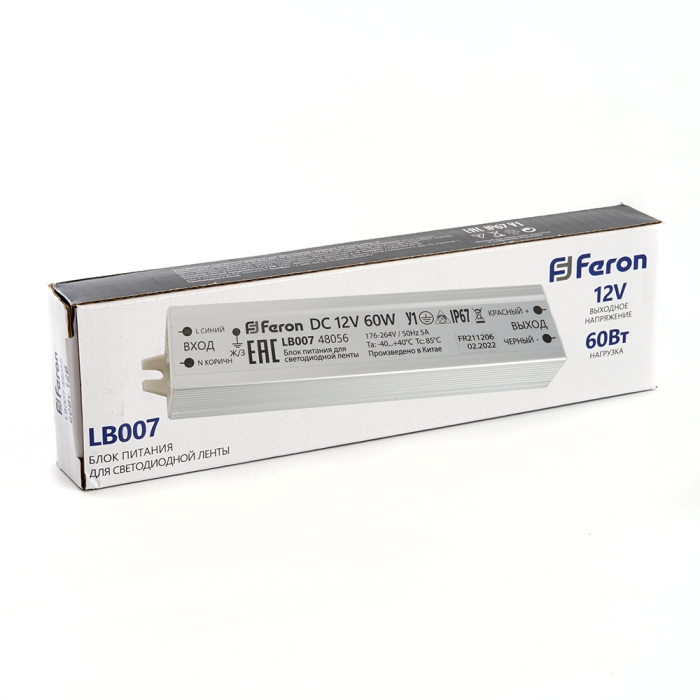 Трансформатор электронный для светодиодной ленты Feron lb007 48056 — фото 2
