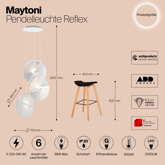 Светильник подвесной Maytoni Reflex MOD154PL-L6W3K1 — фото 2