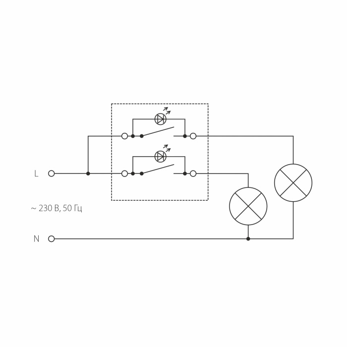 Выключатель Werkel W1120103/ Выключатель двухклавишный с подсветкой (слоновая кость) — фото 4