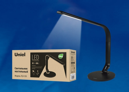 Настольная лампа Uniel TLD-555 Black/LED/500Lm/5500K/Dimmer/USB