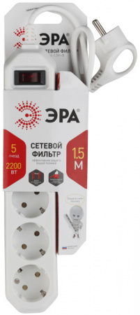 Розеточные блоки, удлинители USF-5es-1.5m-W
