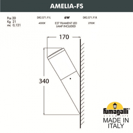 Настенный светильник уличный Amelia DR2.571.000.LYE27