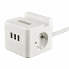 S-GCD2-1,5SBUH WHITE Удлинитель серии Standard, с/з, шнур 1,5м, 2 гнезда, 3 USB, 16А, держатель для телефона. Белый. ТМ Uniel