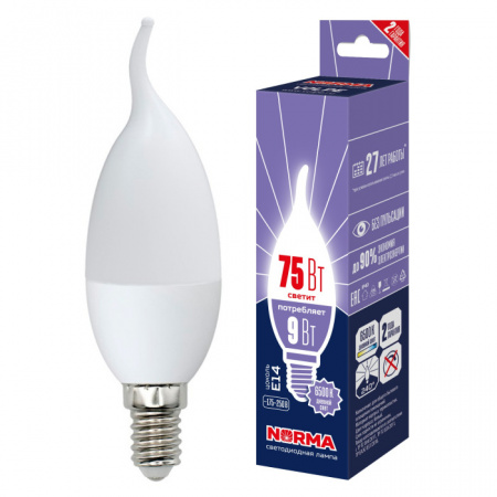 Лампочка светодиодная Norma LED-CW37-9W/6500K/E14/FR/NR