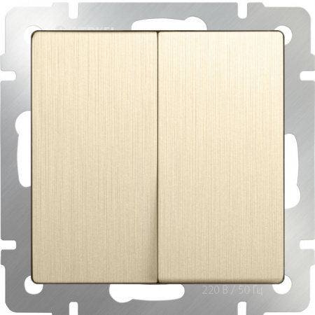 Выключатель Werkel W1122010/ Выключатель двухклавишный проходной (шампань рифленый)