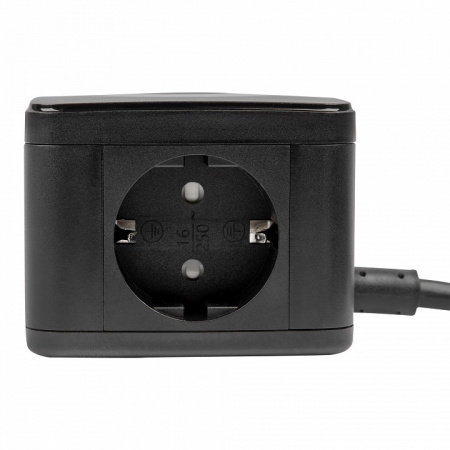 S-GCD2-1,5SBU BLACK Удлинитель серии Standard, с/з, шнур 1,5м, 2 гнезда, 3 USB, 16А. Черный. ТМ Uniel