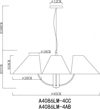 Подвесная люстра Rondo A4086LM-4AB