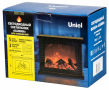 ULD-L2821-005/DNC/RED BLACK FIREPLACE Светильник светодиодный «Камин» с эффектом пламени, питание от батареек 3АА (не в/к) или USB (в/к